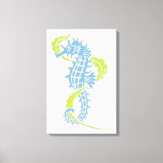 Toile Cheval bleu nuit, vert citron et algues (Recto)