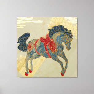 Toile Cheval bleu royal orné