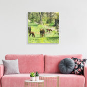 Toile Cheval & Colts En Pâturage - Carré Canvas Art (Insitu(Salon))