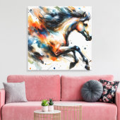 Toile Cheval courant à l'aquarelle abstraite (Insitu(Salon))