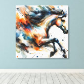 Toile Cheval courant à l'aquarelle abstraite (Insitu (Plancher de Bois))