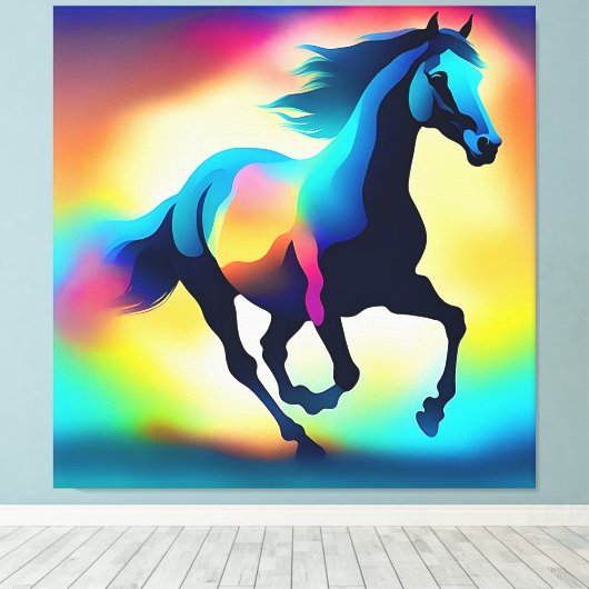 Toile Cheval d'aquarelle coloré (Insitu (Plancher de Bois))