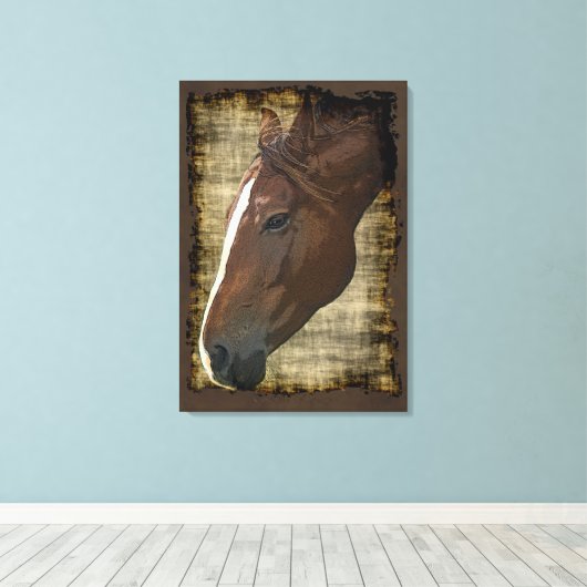 Toile Cheval de Châtaignier Illustratif Art rustique (Insitu (Plancher de Bois))