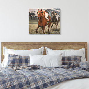 Toile Cheval de course Pur-Sang classique gagne