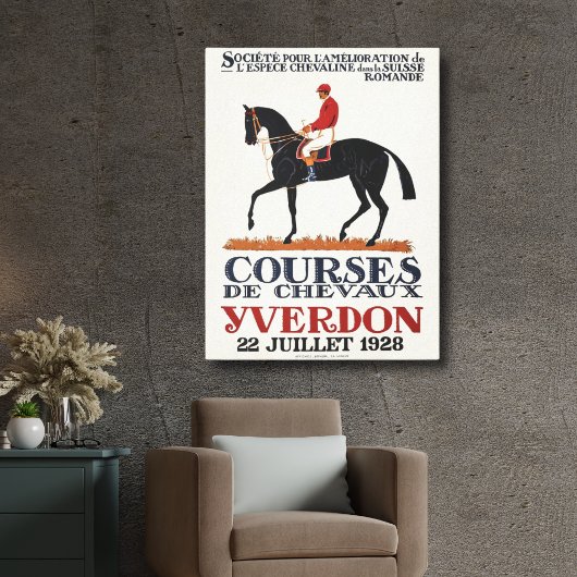Toile Cheval de course vintage Derby Jockey Equestrio