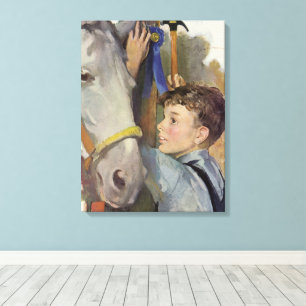 Toile Cheval de course vintage, gagnant du ruban bleu av