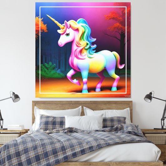 Toile Cheval de licorne blanche-37474 (Insitu(Chambre))