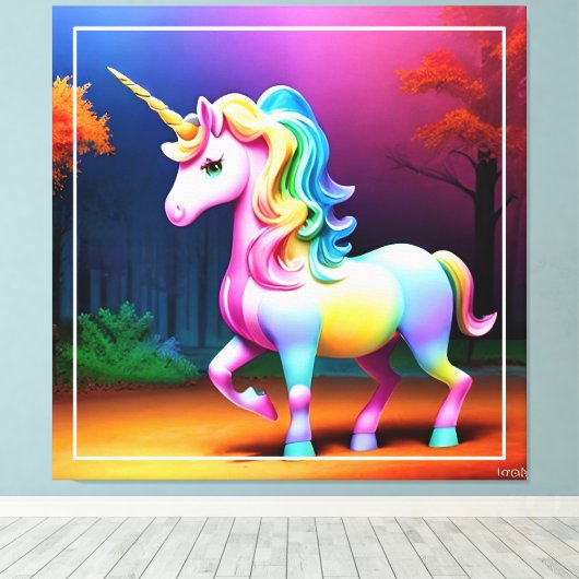 Toile Cheval de licorne blanche-37474 (Insitu (Plancher de Bois))