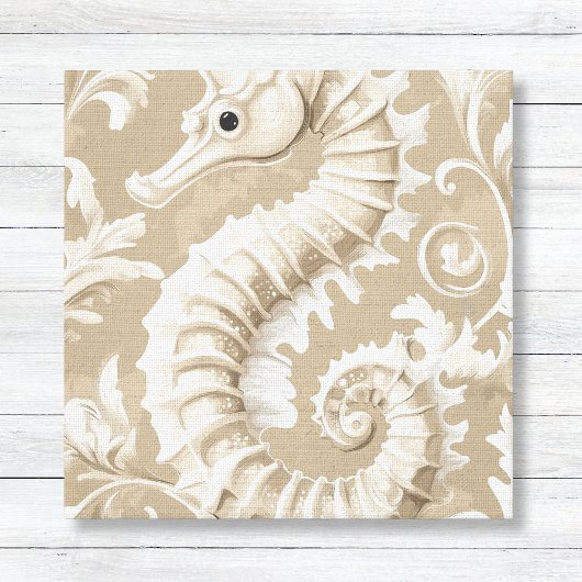 Toile Cheval de mer de Taupe et Flouris Côtier