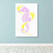 Toile Cheval de mer violet, jaune et algues (Insitu (Plancher de Bois))