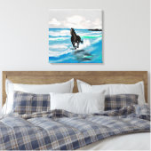 TOILE CHEVAL DE STALLION NOIR. FONCTION SUR LA PLAGE (Insitu(Chambre))