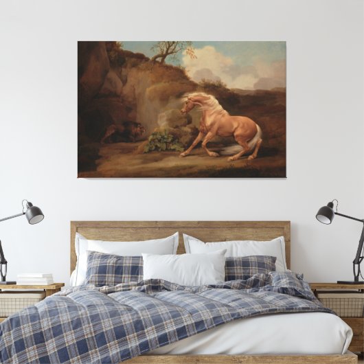 Toile "Cheval effrayé par un lion" par George Stubbs art (Insitu(Chambre))