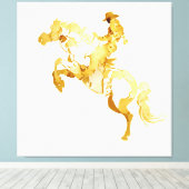 Toile Cheval et Cavalier Dorés Abstraits (Insitu (Plancher de Bois))