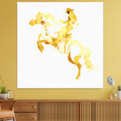 Toile Cheval et Cavalier Dorés Abstraits (Insitu(Salon))