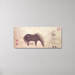 Toile Cheval et groom en hiver