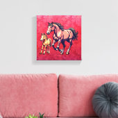 Toile Cheval et poulain sur Arrière - plan texturé (Insitu(Salon))
