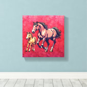 Toile Cheval et poulain sur Arrière - plan texturé (Insitu (Plancher de Bois))
