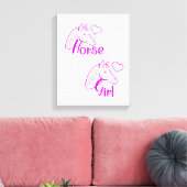 Toile Cheval fille en violet avec tête de cheval Police (Insitu(Salon))