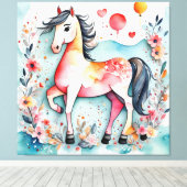 Toile Cheval floral mignon (Insitu (Plancher de Bois))