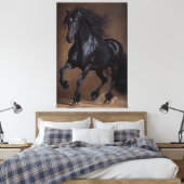 Toile Cheval friésien - Peinture à l'huile (Insitu(Chambre))
