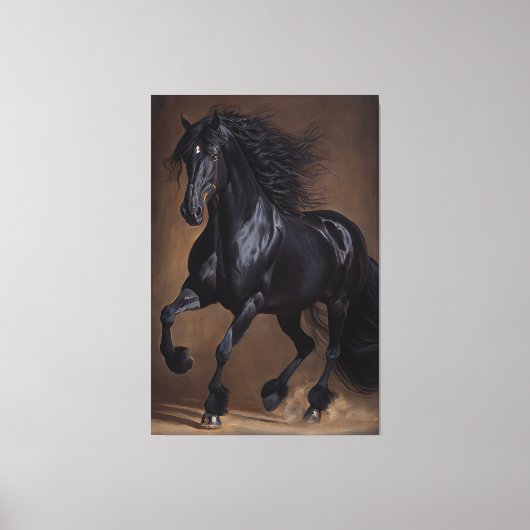 Toile Cheval friésien - Peinture à l'huile (Recto)