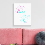 Toile Cheval Girl en rose et turquoise (Insitu(Salon))