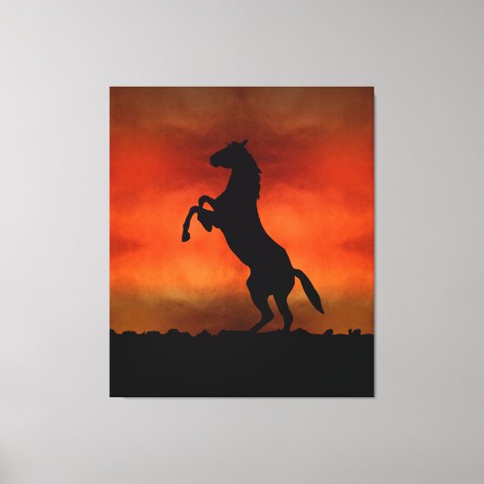 Toile Cheval Libre Au Coucher Du Soleil (Recto)