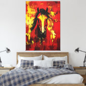 Toile Cheval Majestic - Esprit de feu en or et en rouge (Insitu(Chambre))