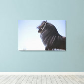 Toile cheval noir à longue crinière (Insitu (Plancher de Bois))