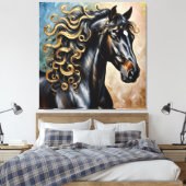 Toile Cheval noir aux reflets dorés (Insitu(Chambre))