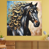 Toile Cheval noir aux reflets dorés (Insitu(Salon))