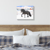 Toile Cheval Noir Friésien En Neige (Insitu(Chambre))