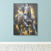 Toile cheval noir funky (Insitu (Plancher de Bois))
