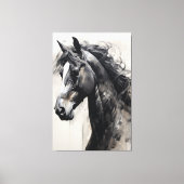 Toile Cheval noir monochrome | Grande peinture murale (Recto)