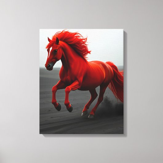 Toile Cheval Rouge Majestueux en Course (Recto)