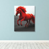 Toile Cheval Rouge Majestueux en Course (Insitu (Plancher de Bois))