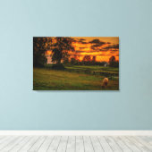 Toile Cheval solitaire au coucher du soleil (Insitu (Plancher de Bois))