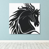 Toile Cheval tribal noir et blanc (Insitu (Plancher de Bois))