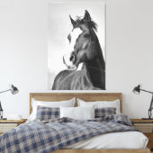 Toile Cheval vintage et sauvage, noir et blanc (Insitu(Chambre))