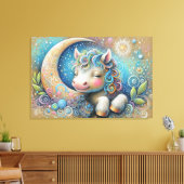 Toile Cheval Whimsical et Lune Crescent (Insitu(Salon))