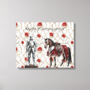 Toile Chevalier en armure étincelante de roses rouges