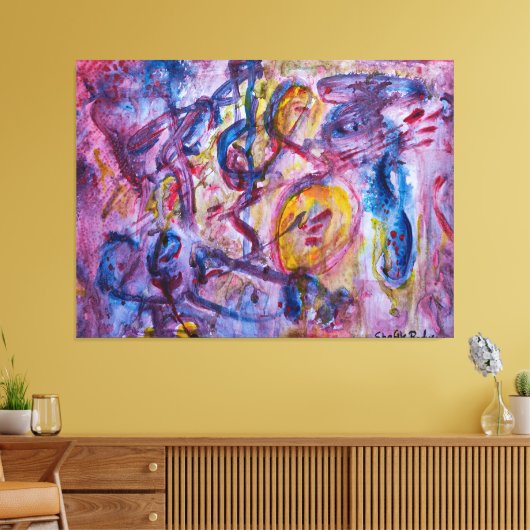 Toile Chevauchement dynamique de tons violets et bleus (Insitu(Salon))