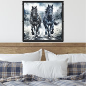 Toile Chevaux à l'aquarelle Galloping Grace (Insitu(Chambre))