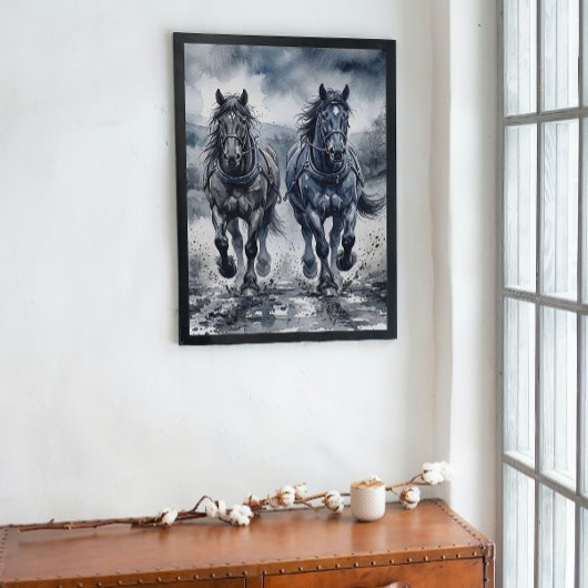 Toile Chevaux à l'aquarelle Galloping Grace