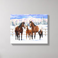 Chevaux Appaloosa De Baie Brown En Neige