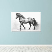 Toile Chevaux blancs noirs monochromes | Grande peinture (Insitu (Plancher de Bois))