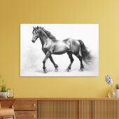 Toile Chevaux blancs noirs monochromes | Grande peinture (Insitu(Salon))