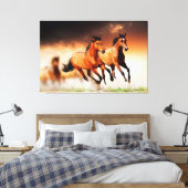 Toile Chevaux Brown sauvages en course (Insitu(Chambre))