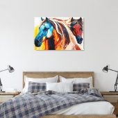 Toile Chevaux Colorés Art Vibrant (Insitu(Chambre))