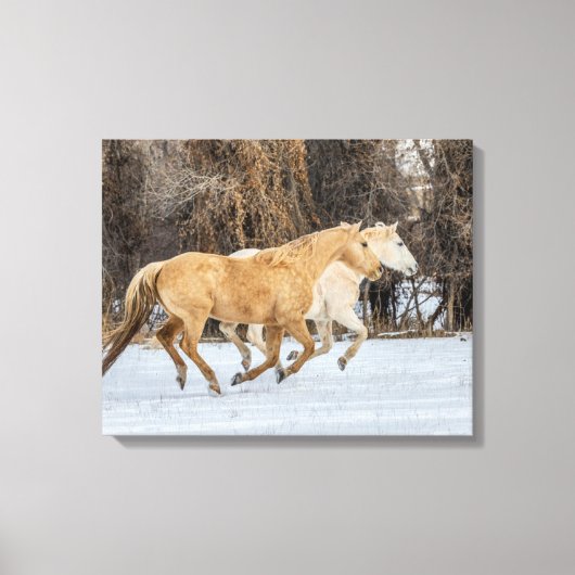 Toile Chevaux courant dans la neige (Recto)
